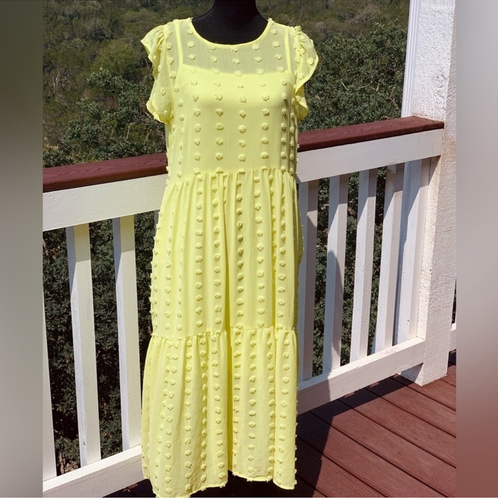 Swiss Dot Babydoll Dress‎ Bright Neon size Large